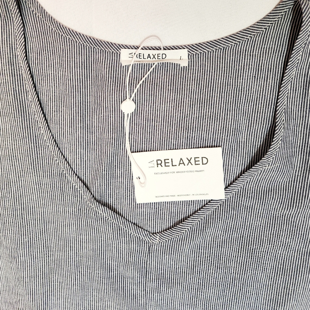 LA RELAXED Pin-Striped Linen Blend Shirt Dress - Picture 2 of 5